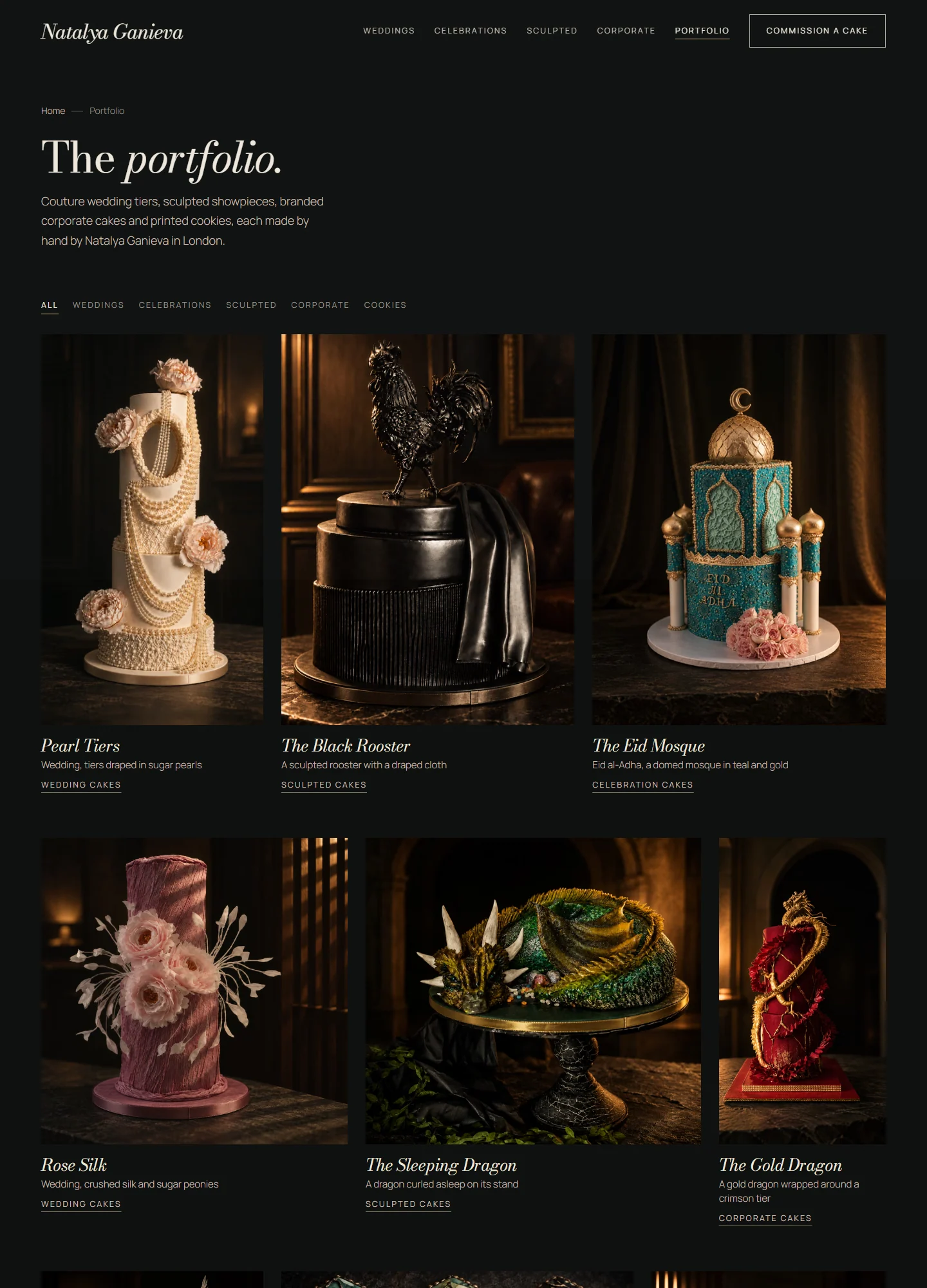Natalya Ganieva, Portfolio: the whole page on a computer