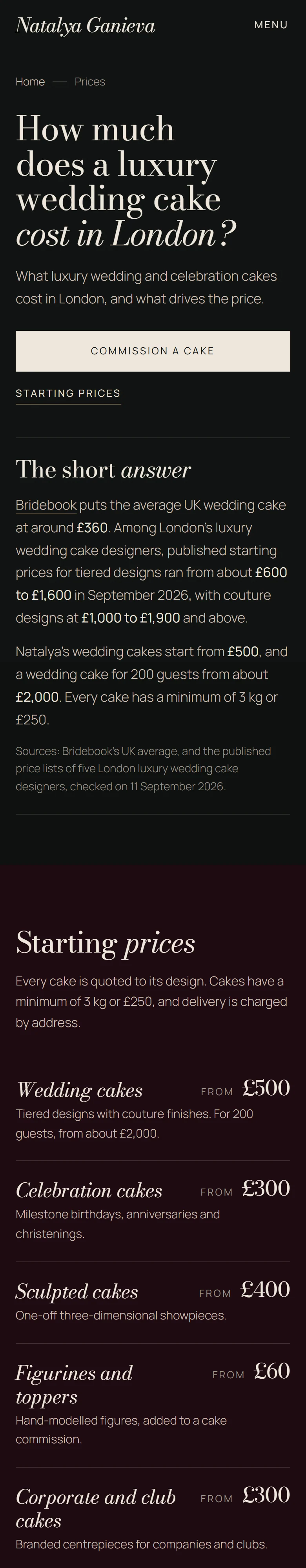 Natalya Ganieva, Prices: the whole page on a phone