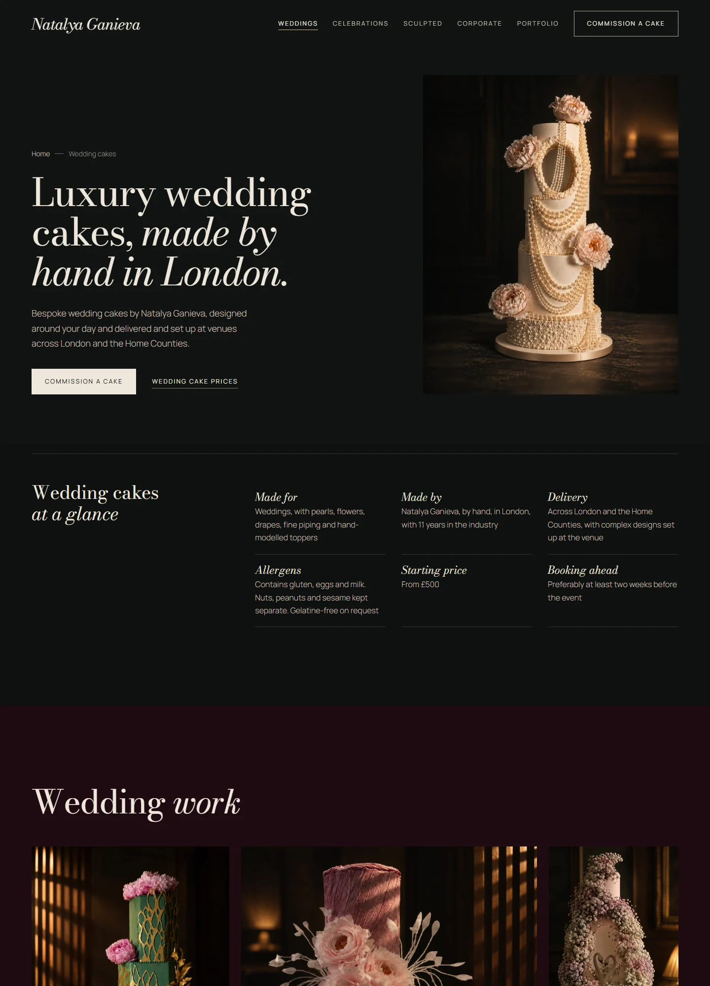 Natalya Ganieva, Wedding cakes: the whole page on a computer
