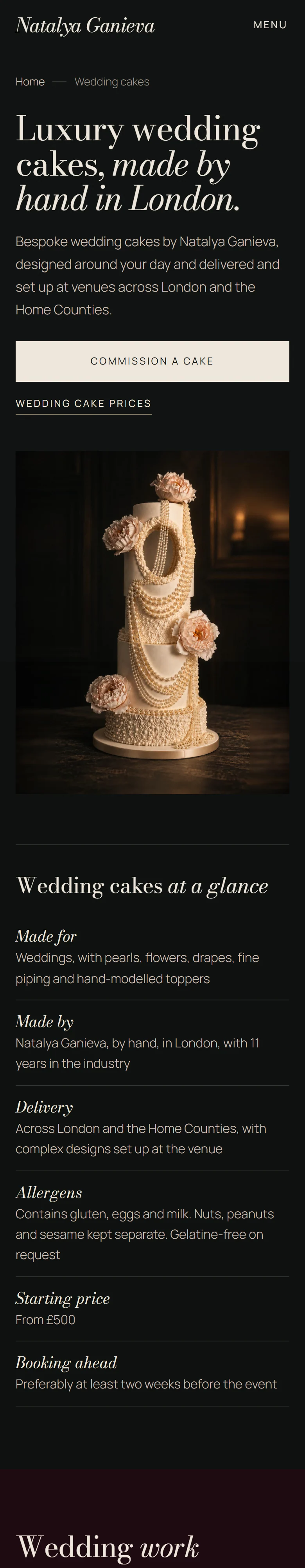Natalya Ganieva, Wedding cakes: the whole page on a phone